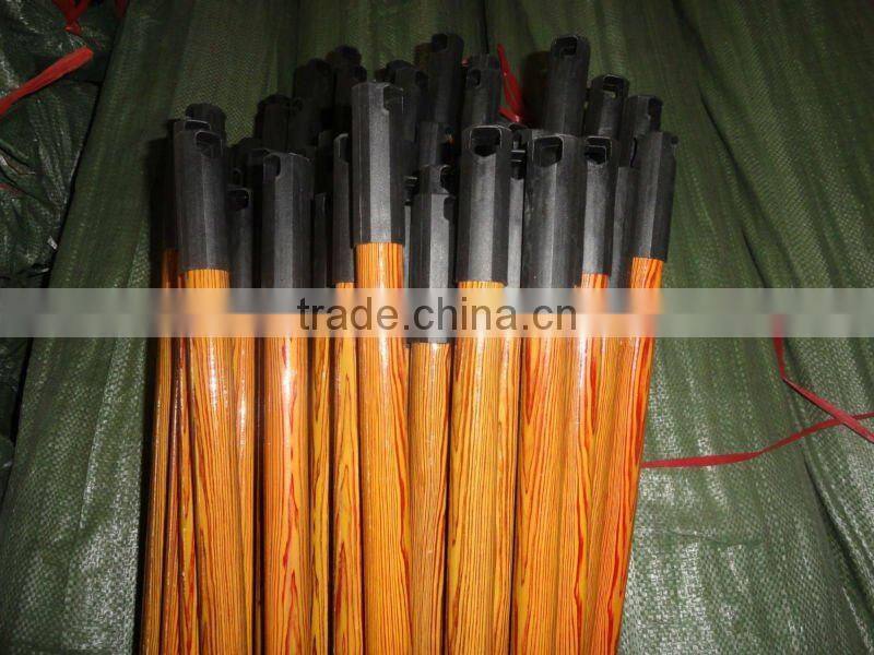 PVC coated wooden floor mop stick