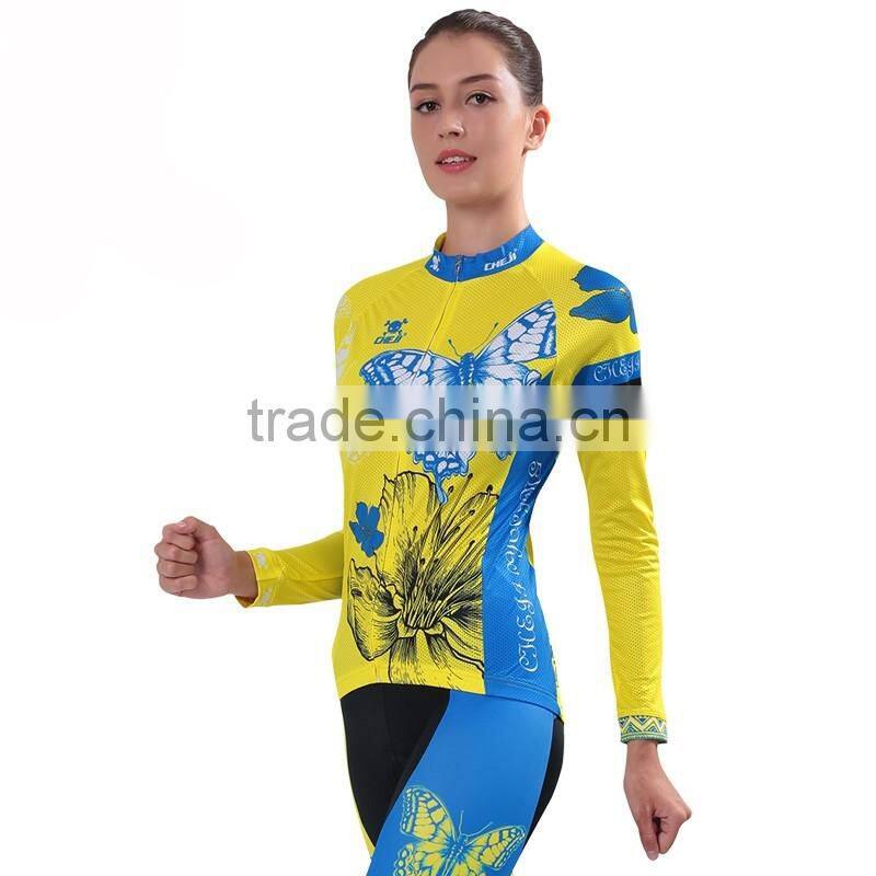 2016 custom made cheap cycling set, women long sleeve cycling clothing
