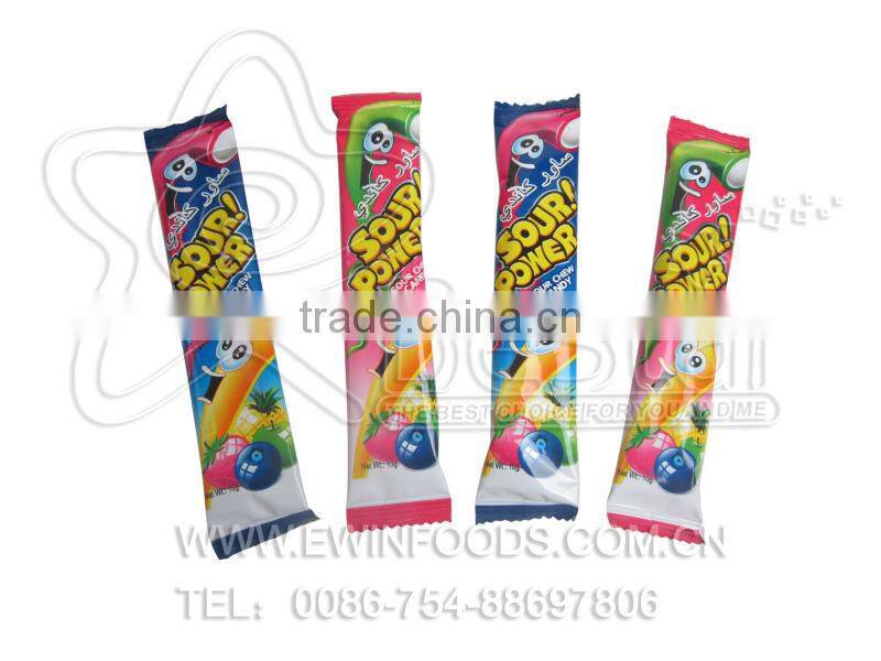 Fruity Flavor Sour Stick Gummy Candy Filled With Sour Powder