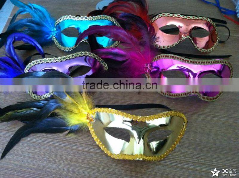 party mask with feather ribbon decoration accessory