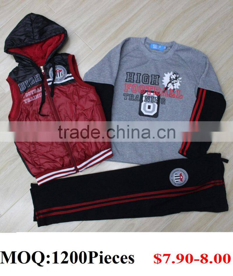 2017 Stock Lot AB yarn fashion hooded kid tracksuit