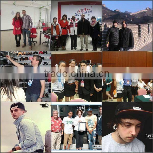 Leather strap suede brim leahter front panel and red melton 5 panel cap