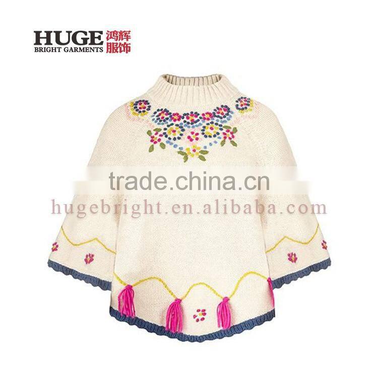 Fashion Style Lace Overlay At Shoulders Knitting Girls Sweaters