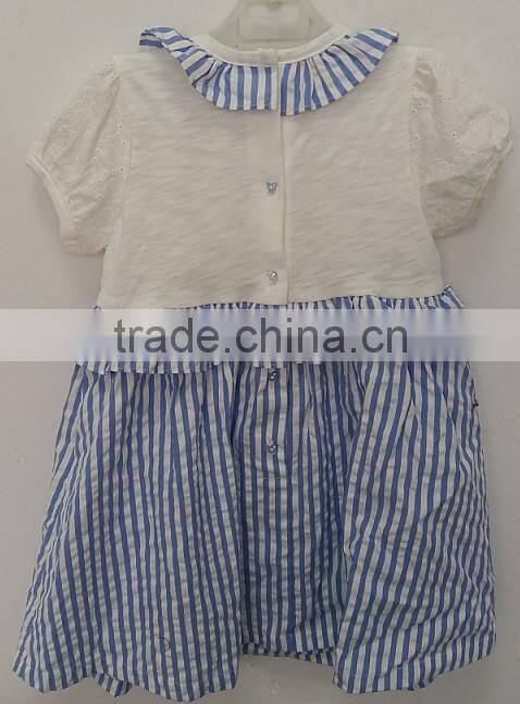 cute baby girls blue and white stripes dress for summer