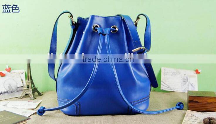 hot sell large sized leather women drawstring bags