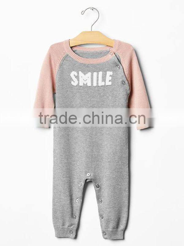 Unisex baby raglan smile design romper
