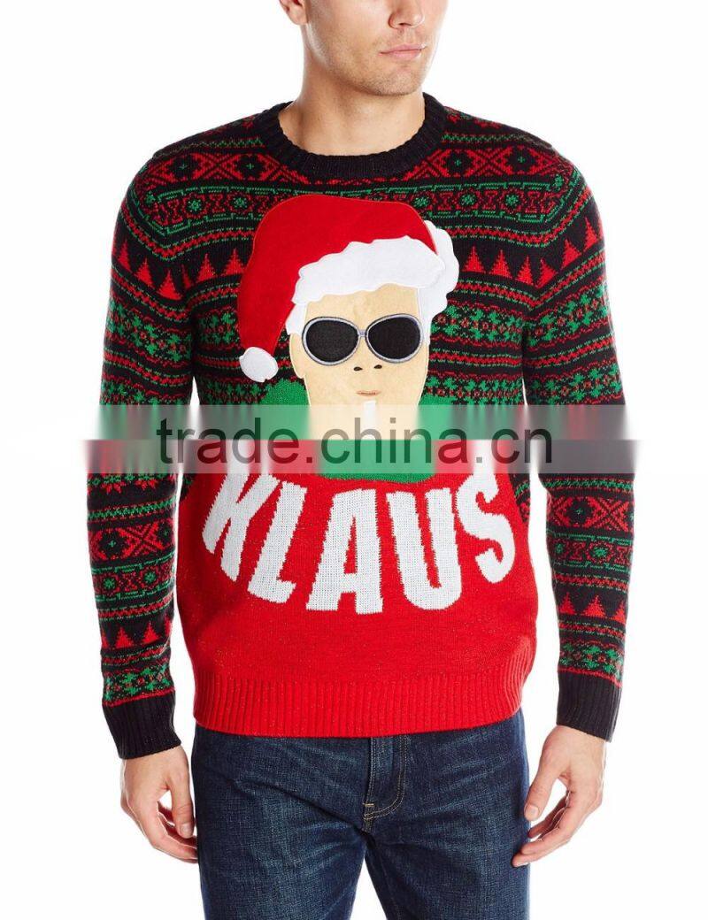 Men Black Sweater Christmas Glasses Man Pattern Christmas Sweater