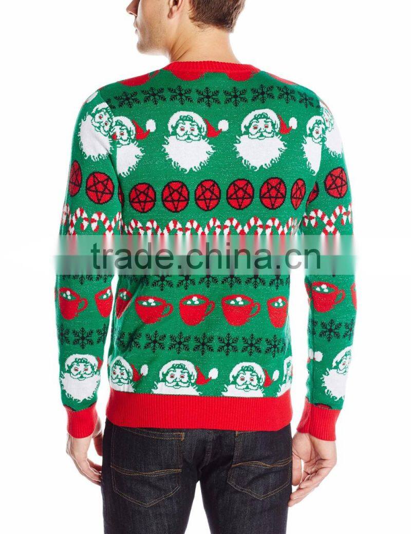 Men Green Sweater Striped Christmas Pattern Christmas Decorations