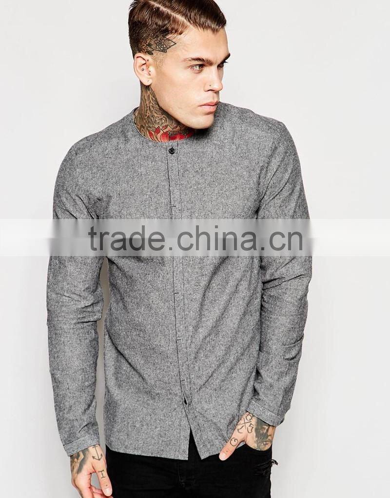 2016 new design collarless shirt for man