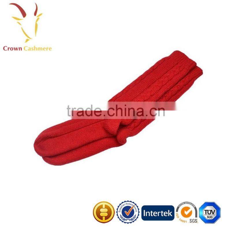 100% cashmere socks cable knit knee socks