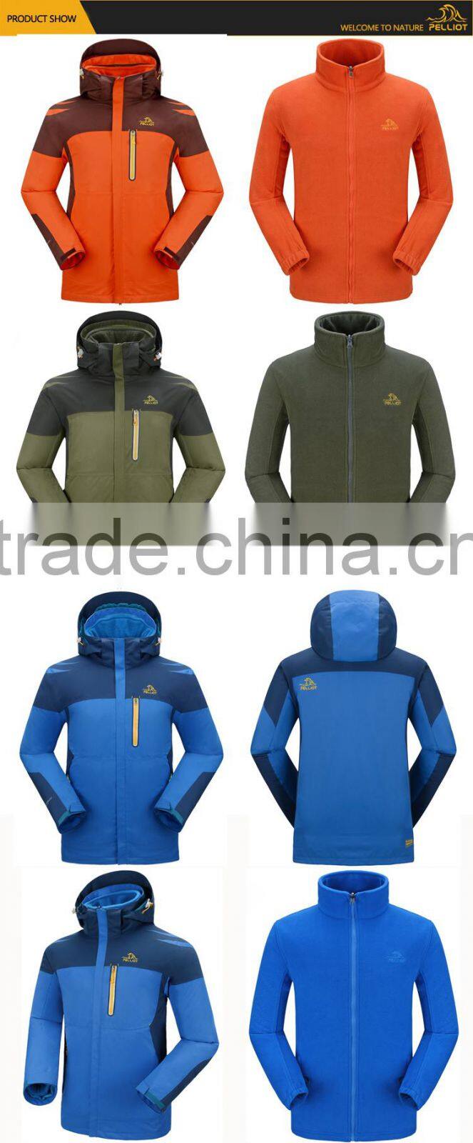 New Design Men's Winter Outdoor Fleece Layer Windbreaker 3 in 1 outdoor jacket