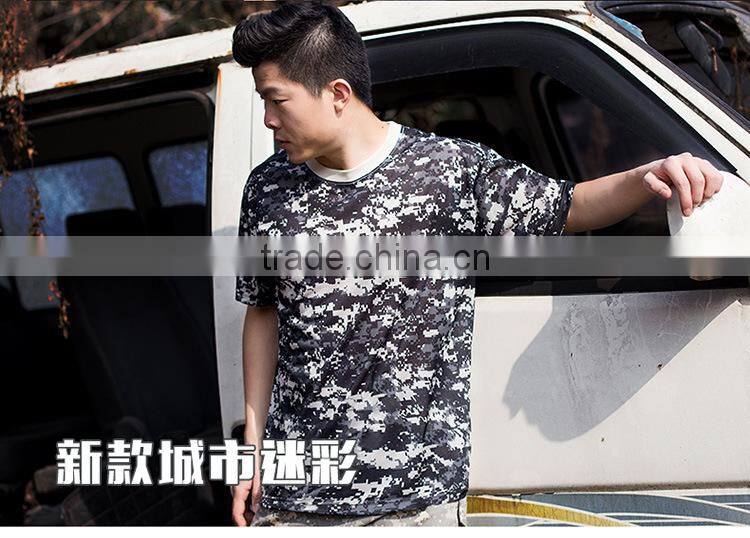 2016 Wholesale Men Camouflage dryfit breathable T-shirt Men Army Tactical Combat T Shirt Military Sport Camo Camp Mens T Shirts
