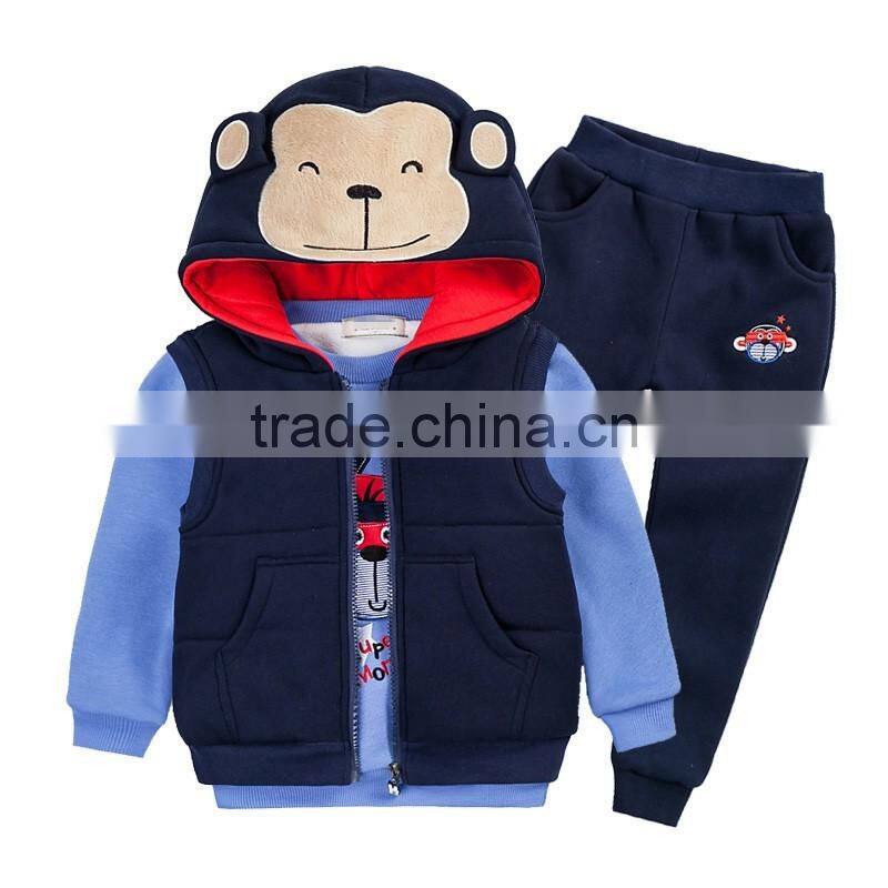 factory! 2017 new arrival boys 3pcs clothing sets kids winter garment infant baby children outfits