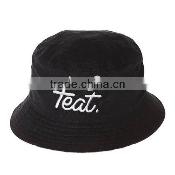 100 cotton cheap black men wholesale custom embroidered bucket hats