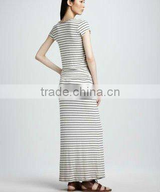 2013 New Arrival Stripe Linen Maxi Dress 3045