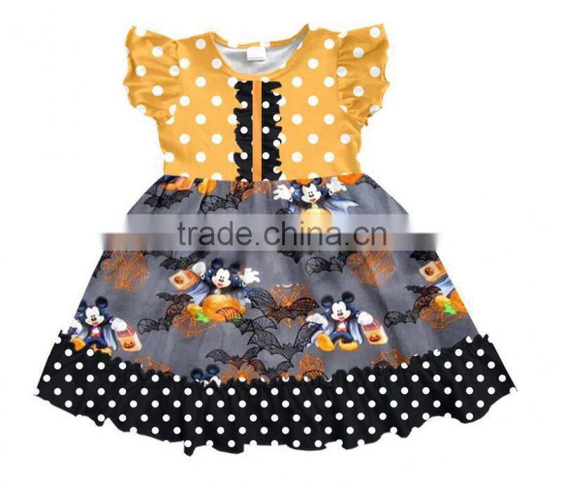 Boutique Girls Frock Designs Baby Children Halloween Mouse Pattern Dress Stylish Modern Girls Dresses