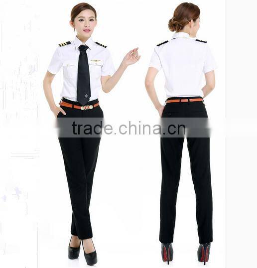 China Wholesales Short Sleeve White Airport Lady Aviator Shirts