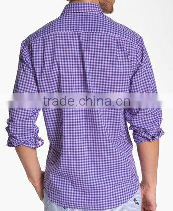 cotton casual purple plaid men shirts