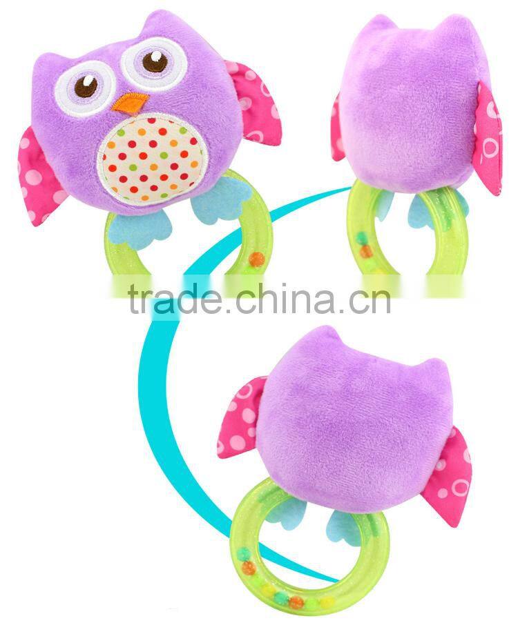 Colourful Circle Baby Plastic Ring Rattle Insert Teether Toy For Gift