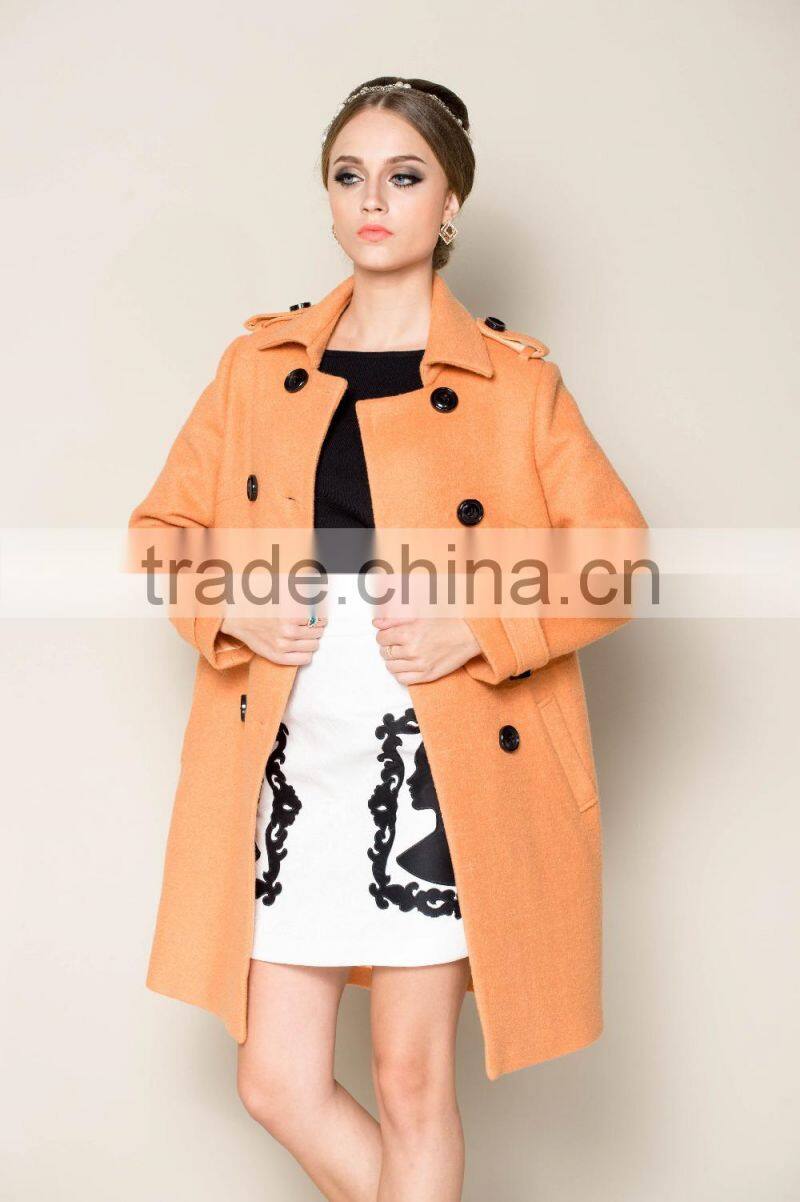 2015 latest plain high end long style women's winter warm long coat jacket
