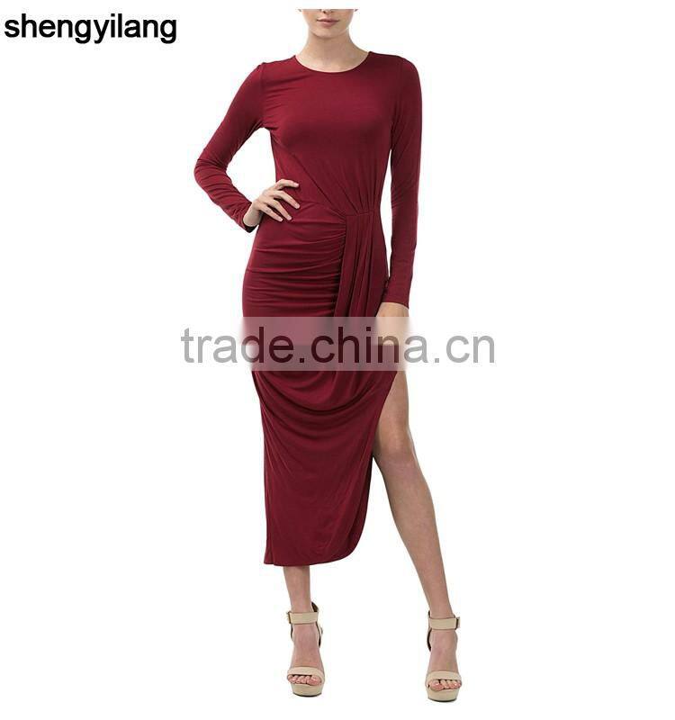 Hot sale high quality 95% bamboo 5% spandex Side-Slit Maxi fancy dress china