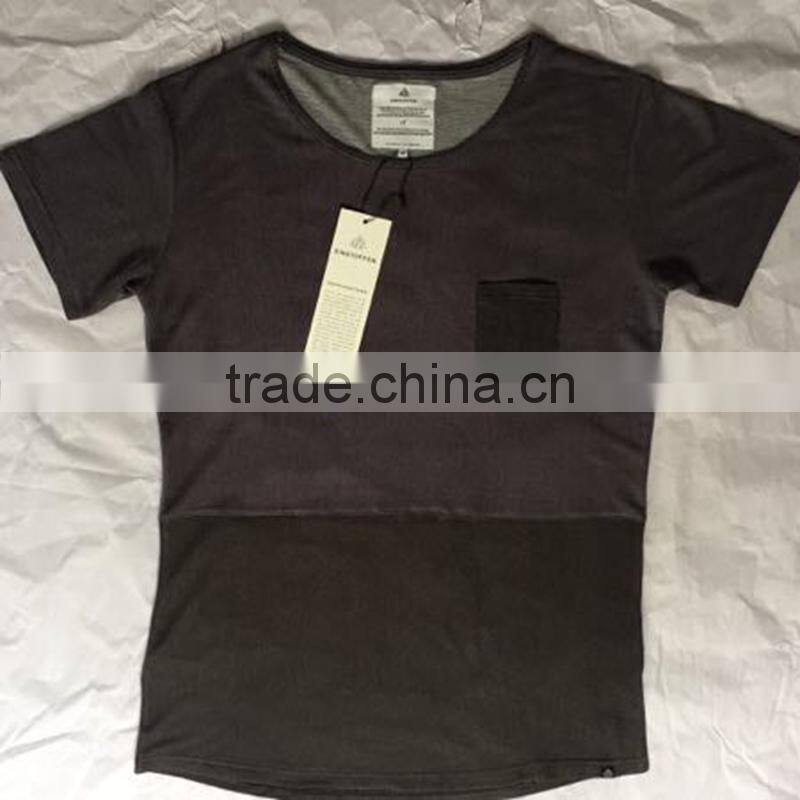 Black Tailored Fitting Men Pocket Two Tone T Shirts