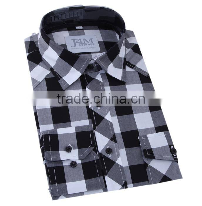 latest new fashion design big checked men dress shirt