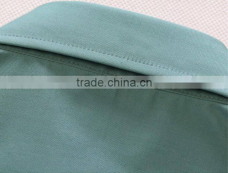 Slim light lake blue color short sleeve cotton men shirts