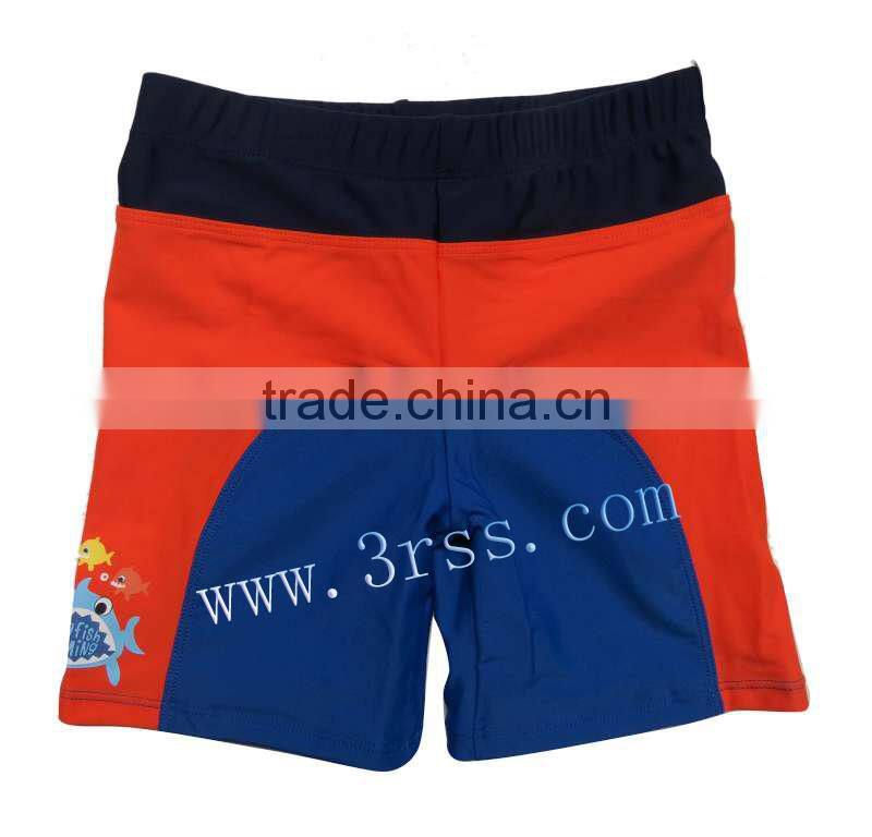 customized three color boy's swimming trunk