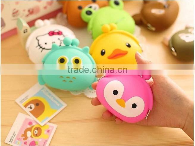 cute Strawberry fruit series rubber TPR cartoon silicone wallet for kids