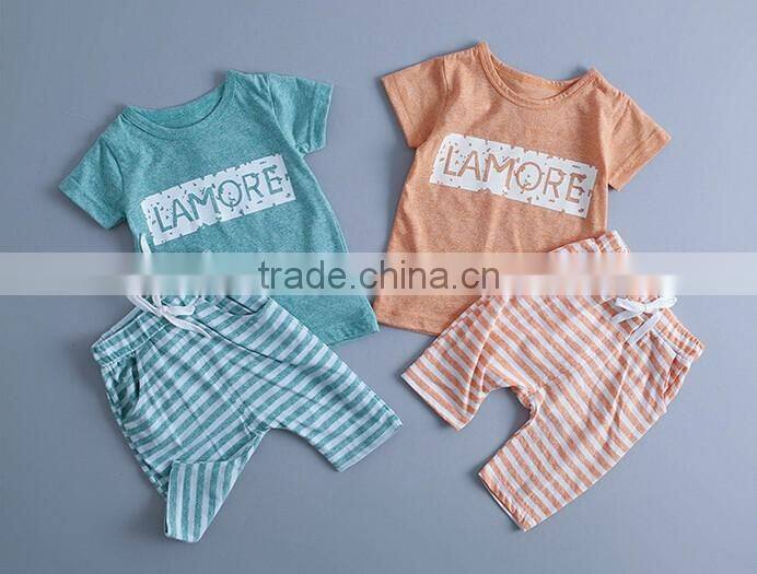 Summer Fashion Kids Clothing Baby 2pcs Short Sleeve T Shirt + Pants Suits Wholesale Kids Boy Shirt