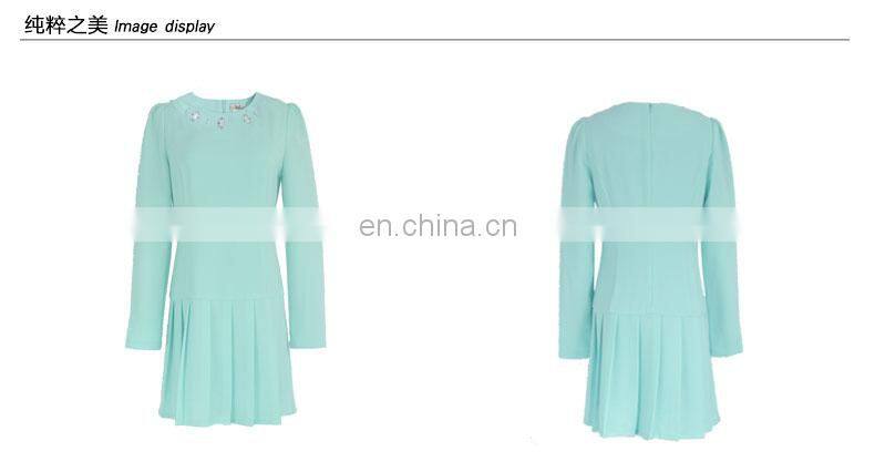 Fashion beaded beauty pleated dress for spring 2014