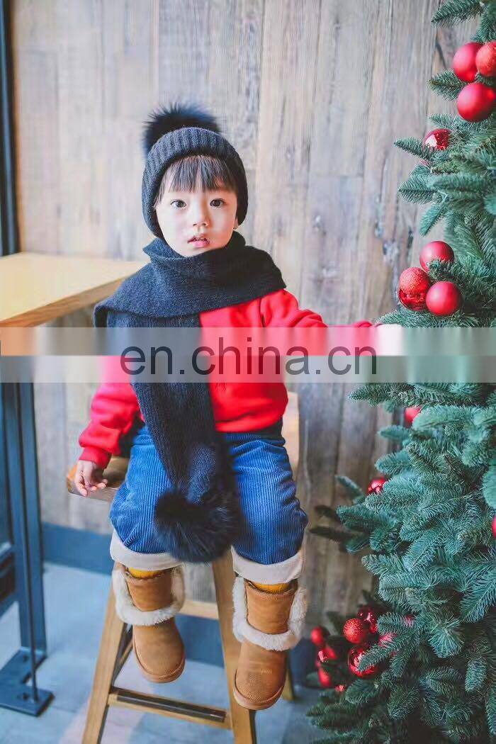 Winter Wool Knitted Beanies Scarf Fox Fur Pompom Knitted Hat Wool