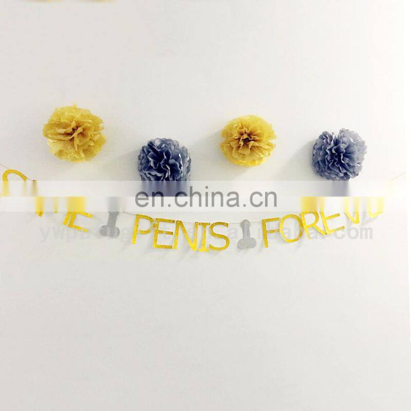 bachelorette party bridal shower glitter paper hen party same penis forever banner
