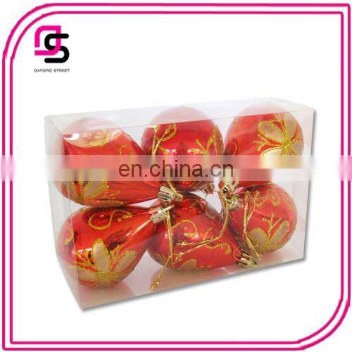 Plastic Christmas ball ,Christmas tree ball,Christmas hang-painted ball water-drop ball6/S