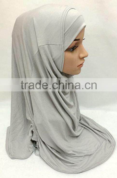 SOLID COLOR TWO PIECES modal COTTON HIJAB elastic long hejab