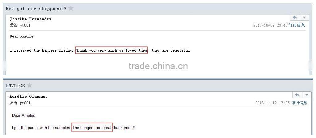 Crystal hangers beauty Acrylic hangers accept custom color