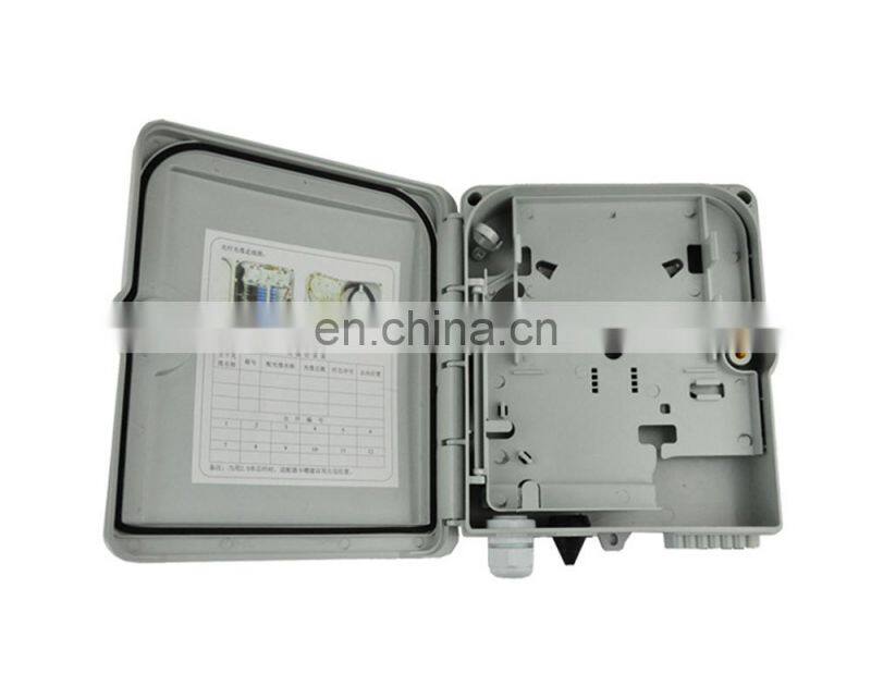 MT-1401 Cheap price pole mount type outdoor waterproof PP plastic 8 core small fiber optic junction box with 1x8 PLC splitter