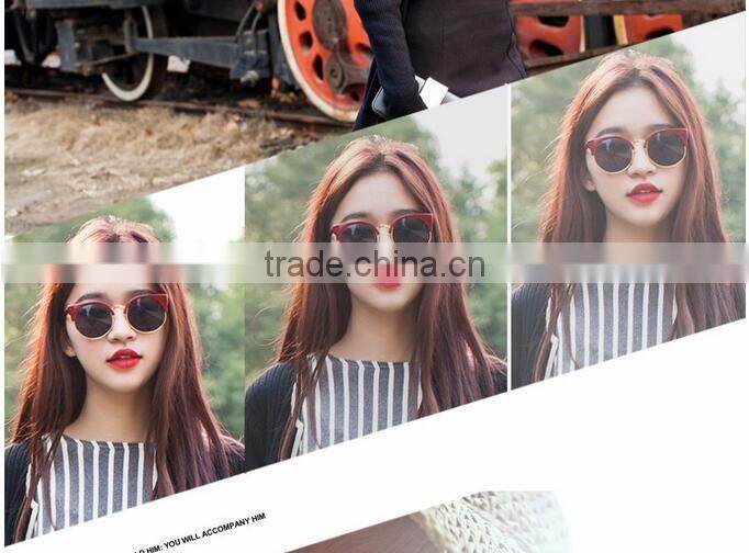 high quality new lastest model women fashion round lens cat eye sunglasses 2016
