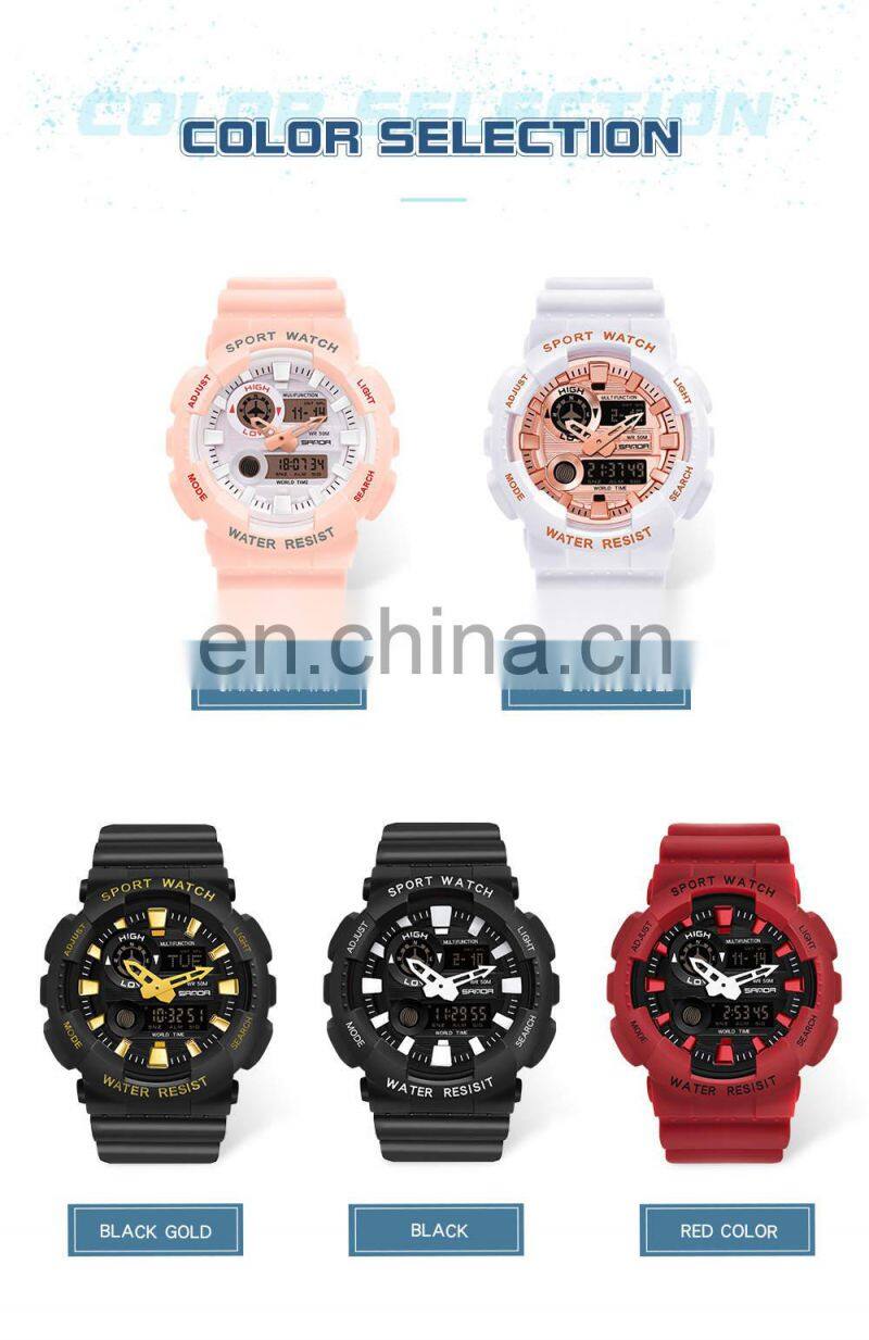 SANDA 1061 Men Digital watch swimming 50m Waterproof Timing Week Display Alarm Clock simple watch