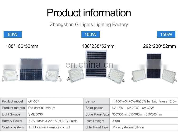 Morden Outdoor Garden Waterproof LED 60w 100w 120w 150w Solar Floodlight 200w