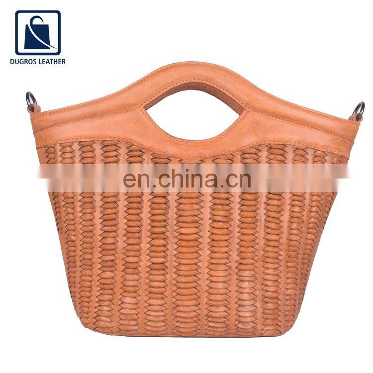 Stylish Look Attractive Vintage Style Swiss Cotton Lining 30 X 33 X 8 Cm Custom Size Genuine Leather Women Handbag for Sale