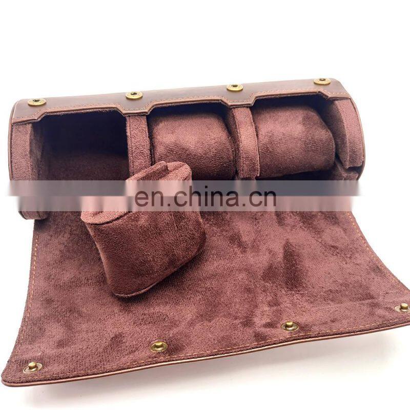 Luxury Watch Roll Box 1/2/3 Slots Crazy Horse Leather Watch Case Holder For Men Women Watches Organizer Display