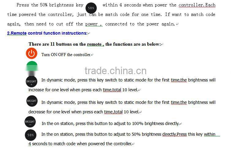 11 Key RF Wireless LED Dimmer/Mini RF Remote LED Dimmer