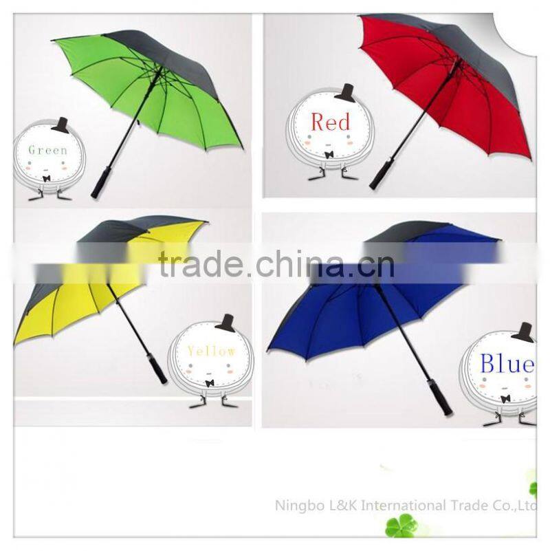 durable double layer multi-color golf umbrella/high quality long shaft golf umbrella