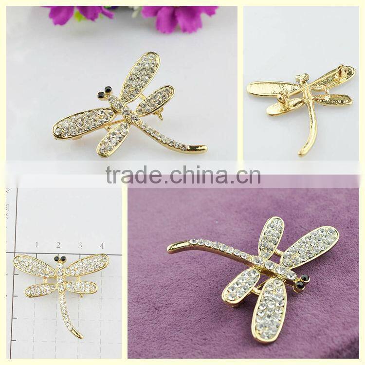 Wedding invitation 2014 rhinestone ladies gold dragonfly brooches