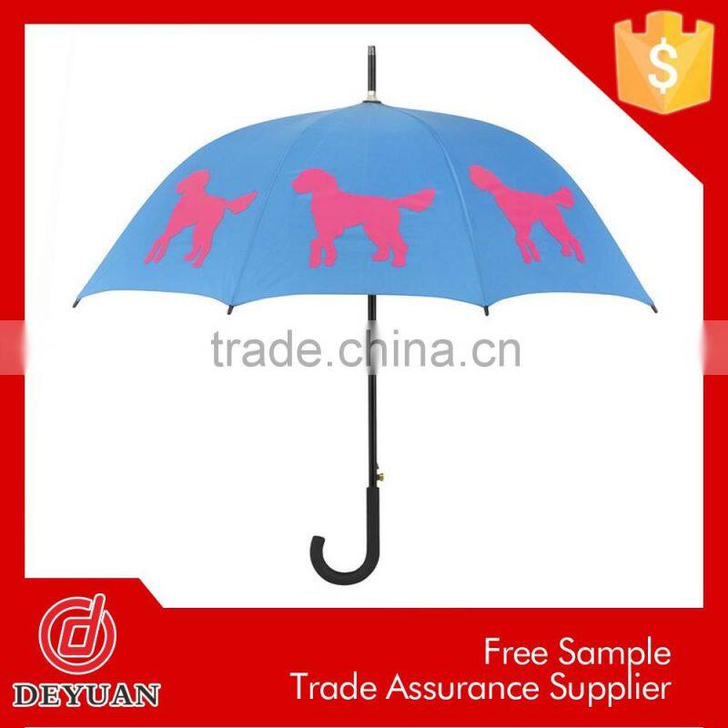 facebook curve handle metal shaft straight dog print umbrella