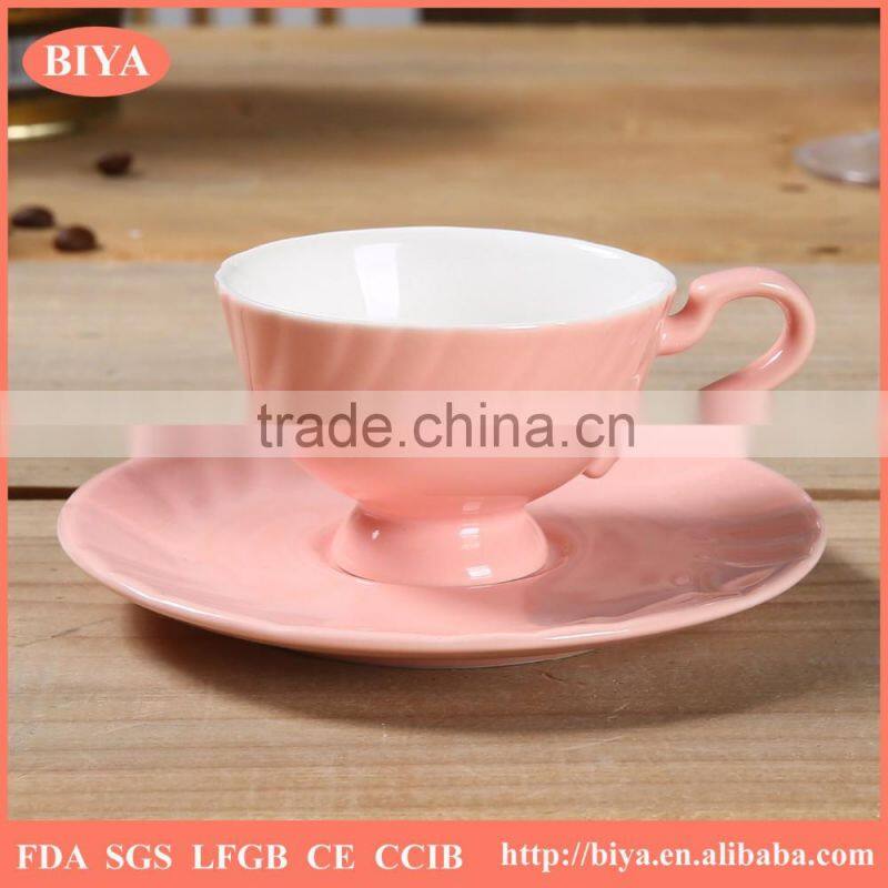high quality color bone china porcelain ceramic bulk tea cup and saucer double glazed for home used or gift package