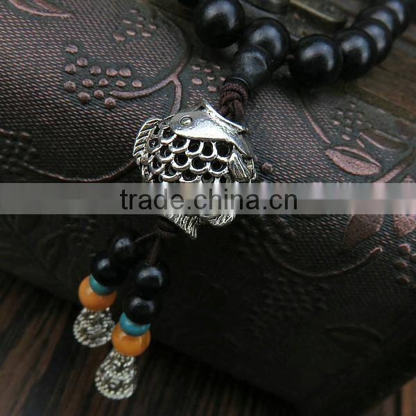6mm Tibetan Buddhism 108 black sandalwood Prayer Bead Mala Necklace