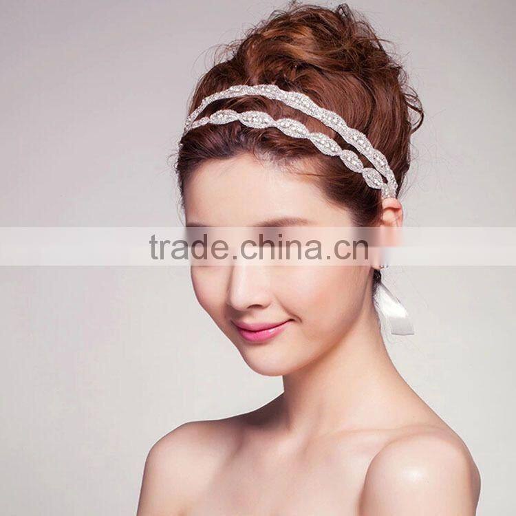 Wedding Romantic Crystal Rhinestone Headband Bride High Quality Hair Jewelry Bridal Vintage Hair Accessories